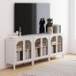 Nathan James Mason Wood Storage Cabinet Accent Sideboard Buffet Credenza TV Stand with Glass Doors and Adjustable Shelf for Dining Room, Entryway or Living Room, Clear Glass/White/Light Oak, Set of 3