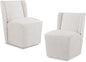 Upholstered Dining Chair with Casters Wingback Modern Side Armless Deskchair with Rollers for Diningroom Bedroom Livingroom Reading Room,Linen,2 Box