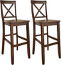 Crosley Furniture X-Back Wood Bar Stools Set of 2, Vintage Mahogany, 30-inch