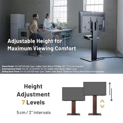 WALL V2 Caster High Type | Minimalist Rolling TV Stand for 32–60 Inch | Satin White | Portable, Space Saving, Height Adjustable, No Drill | for Living Room and Bedroom | Japanese Design & Engineering