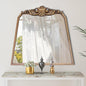 POZINO Gold Arch Mirror, 30"x35" Antique Mirror with Ornate Crown Molding, Vintage Decorative Mirrors for Bathroom Bedroom Entryway Fireplace Living Room