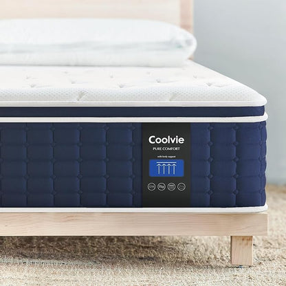 Coolvie Full Size Mattress 14 Inch, Hybrid Soft Medium Plush Mattress with Gel Memory Foam for Adaptive Support and Pressure Relief, Cloud-Like Sleep Mattress in A Box for Silent, 100-Night Trial