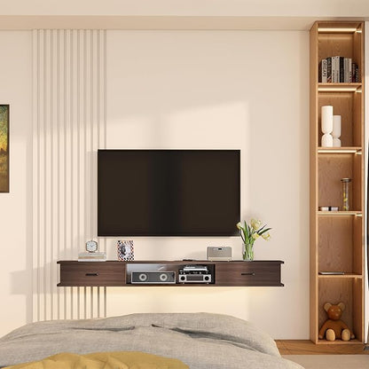 Floating TV Stand with 2 Doors,47'' Wall-Mounted TV Console,Floating TV Cabinet,Floating Console Shelf,Wall Mounted TV Cabinet(Walnut)