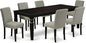 East West Furniture LGAB7-BLK-06 7 Piece Dining Room Table Set Consist of a Rectangle Wooden Table with Butterfly Leaf and 6 Shitake Linen Fabric Upholstered Chairs, 42x84 Inch, Black