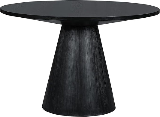 Wooden Kitchen Round Dining Table for 4-6, Round Kitchen Table with Circular Tabletop with Wood Pedestal Base, Rustic Farmhouse Furniture
