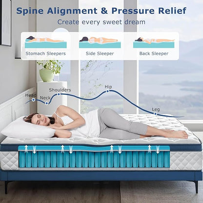 Full Size Mattress, 12 Inch Medium Firm Hybrid Full Bed Mattresses, Memory Foam Mattress in a Box for Pressure Relief, Individual Pocket Spring-Motion Isolation with Edge Support, CertiPUR-US