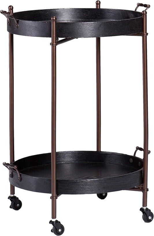 SEI Furniture Alfred Two-Tier Round Butler Table, Black