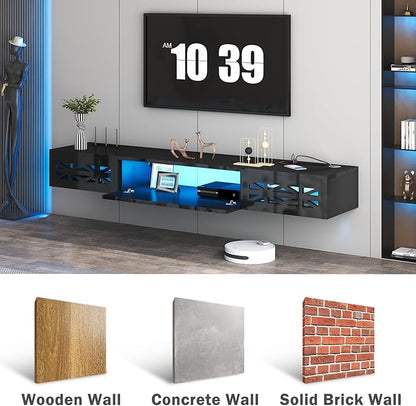Floating TV Stand, 71" Floating Entertainment Center Wall Mounted,Floating Wall Mounted TV Shelf,Modern High Gloss tv Cabinet Media Console with Storage
