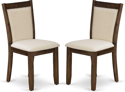 East West Furniture X777MZN32-5 5 Piece Kitchen Table & Chairs Set Includes a Rectangle Dining Room Table with X-Legs and 4 Light Beige Linen Fabric Parsons Chairs, 40x72 Inch, Multi-Color