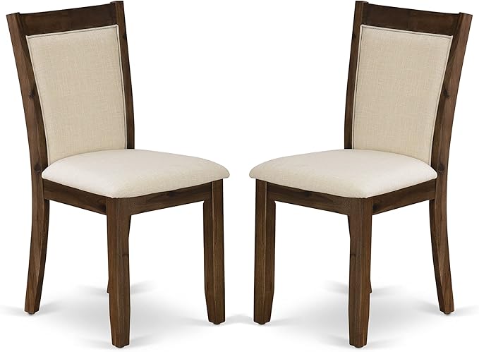East West Furniture X777MZN32-9 9 Piece Dining Room Set Includes a Rectangle Kitchen Table with X-Legs and 8 Light Beige Linen Fabric Parson Dining Chairs, 40x72 Inch, Multi-Color
