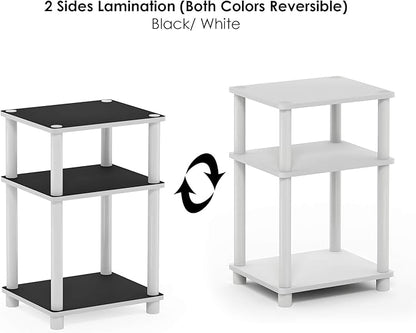 Furinno Just 3-Tier Turn-N-Tube End Table / Side Table / Night Stand / Bedside Table with Plastic Poles, 1-Pack, White(Espresso)/White