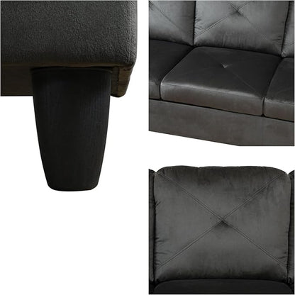 L-Shaped Sectional Sofa, Modern Sectional Couches Home Sofas for Living Room with Movable Chaise, Modular Living Room Sets Furniture for Apartment Bedroom & Office, Grey