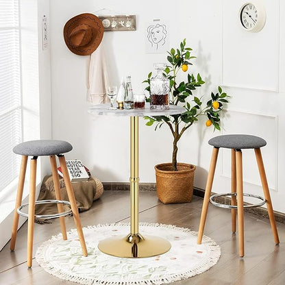 Gold Cocktail Tables Round Bar Table Height Adjustable 27.9''-35.4'' Pub Table with Metal Base Modern Style for Kitchen, Bar, Office & Dining Room Sturdy & Stylish