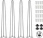 TEN49 Heavy Duty Hairpin Furniture Leg - 34 Inch Industrial Metal Table Legs - 1/2" Extra Thickness 3 Solid Rods Raw Steel Color Leg - Fit for Modern Standing Desk, Console, Bar Height Table Legs