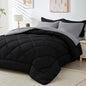 HEVUMYI Twin Comforter Set - 5-Piece All Season Bed in a Bag Twin, Ultra Soft Bedding Set with Comforter, Flat Sheet, Fitted Sheet, Pillowcases, Pillow Shams, Black & Light Grey