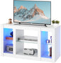 WLIVE TV Stand for 43 Inch TV, Modern Entertainment Center with LED Lights & Adjustable Glass Shelves, Sturdy Media Console for Living Room, Bedroom,Gaming (White)