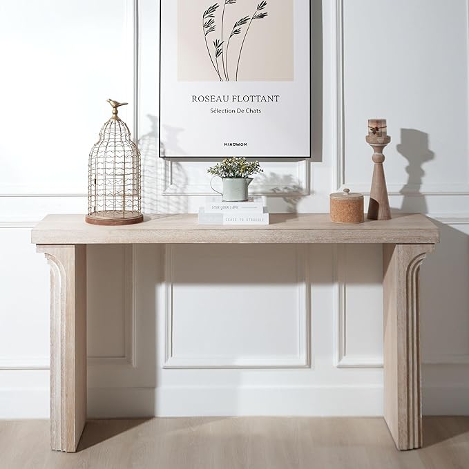 KEIKI Wood Entryway Console Table Behind Couch & Sofa, Modern Minimalist Style for Entrance, Hallway, Living Room, Natural