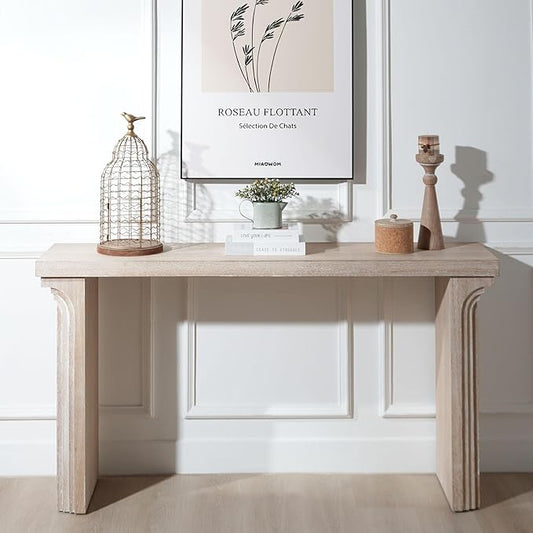 KEIKI Wood Entryway Console Table Behind Couch & Sofa, Modern Minimalist Style for Entrance, Hallway, Living Room, Natural