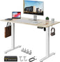 Electric Standing Desk Adjustable Height 40"x24" Stand Up Desk with Lockable Wheels Ergonomic Sit Stand Desk for for Work Office Home Computer Workstation (Nature)