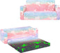 Kids Couch Extra Large,Glow in The Dark 2-in-1 Folding Kids Sofa Bed for Girls,2 Seats Convertible Sleeper Lounger Toddler Couch for Children Bedroom Playroom Nursery,Unicorn