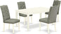 East West Furniture CAEL5-LWH-07 5 Piece Dining Table Set for 4 Includes a Rectangle Kitchen Table and 4 Gray Linen Fabric Upholstered Parson Chairs, 36x60 Inch, Linen White