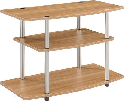 Convenience Concepts Designs2Go No Tools 3-Tier Stand Entertainment Center 37 Inches, Modern TV Console with Shelves for Living Room, 31.5", Light Oak