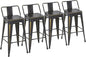 Yongchuang 24" Industrial Metal Barstools Set of 4 Counter Height Bar Stools with Back (24" Seat Height Wood Top Low Back, Distressed Gold)