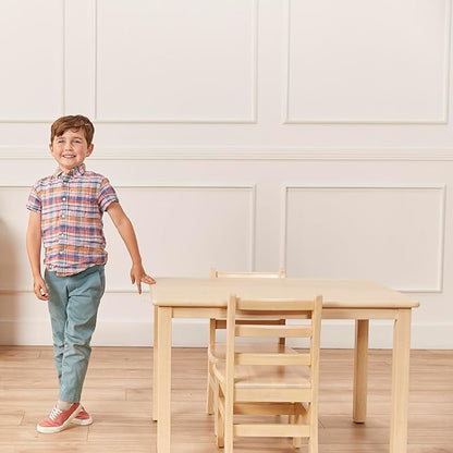 ECR4Kids 24in x 36in Rectangular Hardwood Table and Chair Set, 12in Seat Height, Kids Furniture, Antique White