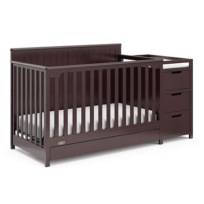 Graco Hadley All-in-One Convertible Crib & Changer (Espresso) – GREENGUARD Gold Certified, Fits Standard Crib Mattress, Converts to Toddler Bed and Full Bed, 4 Adjustable Mattress Heights