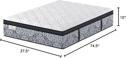 Kingsdown Firm Euro Pillow Top Hybrid Twin Mattress Cooling Gel Memory Foam Layer Multi-Layered Motion Isolation Cool Sleep Quilted Top Luxury Mattresses, 15-inch, Passions Engleson