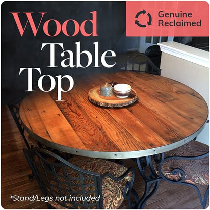 Reclaimed Wood Table Top - Rustic Recycled Wooden Piece Perfect for Signs, Kitchens, Dining and Coffee Table Tops (Reclaimed Wood Table Top with Metal Edge, 24" x 30")