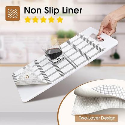 Beautysaid Shelf and Drawer Liner for Kitchen Cabinet, Non Adhesive Non Slip Shelf Paper Waterproof Washable Thickened for Dresser Pantry Shelve Bathroom Protector Liner(Plaid,18 in x 10 FT)
