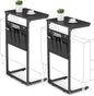 Vagusicc C Shaped End Table Set of 2, Tall Side Table for Sofa, Small Couch Side With Storage Bag, TV Tray for Small Spaces, Sturdy Slide Under Sofa With Metal Frame for Living Room