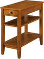 Convenience Concepts American Heritage Chairside End Table with Drawer 23.5" - Classic Living Room Table with Storage Shelf, Bedroom Nightstand, Light Walnut