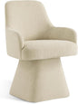 Swivel Dining Chair Set of 1, Mid Century Modern Chair Fabric Upholstered Armchair with Armrest & Ergonomic Backrest for Dining Room, Kitchen, Bedroom, Living Room, Sand