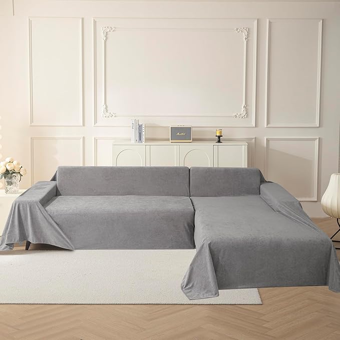 MYSKY HOME Couch Cover for Dogs Non-Slip Couch Cover for 2 Cushion Couch Sofa Cover Sofa Slipcovers for Dogs, Sofa Covers Washable Soft Thick Furniture Protector, 71" x 102", Grey