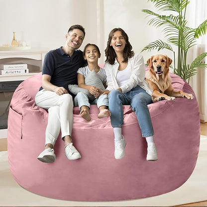 HABUTWAY Bean Bag Chair: Giant 5' Memory Foam Furniture Bean Bag Chairs for Adults with Microfiber Cover 5Ft (Soft Pink)