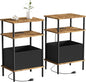 Small Side Table with Charging Station, Set of 2 End Table for Small Spaces, Slim Nightstand with Outlet,Sofa Beside Table,Living Room, Bed Room, Rustic Brown