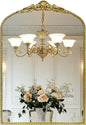 G-LEAF Vintage Baroque Mirror 24"X36", Arched Mantel Victorian Antique Farmhouse Mirror with Black Brush Gold Ornate Metal Frame for Fireplace Entryway Living Room Hallway Bathroom