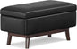 SIMPLIHOME Owen 36 inch Wide Mid Century Modern Small Rectangular Storage Ottoman in Distressed Black Vegan Faux Leather, Assembled, For the Living Room, Entryway and Family Room