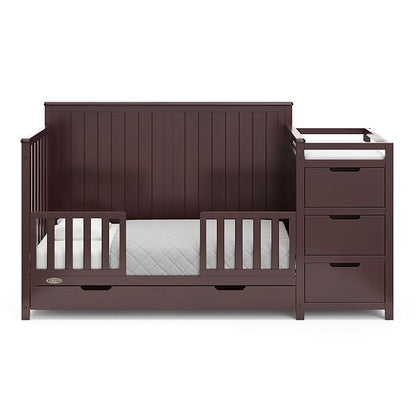 Graco Hadley All-in-One Convertible Crib & Changer (Espresso) – GREENGUARD Gold Certified, Fits Standard Crib Mattress, Converts to Toddler Bed and Full Bed, 4 Adjustable Mattress Heights