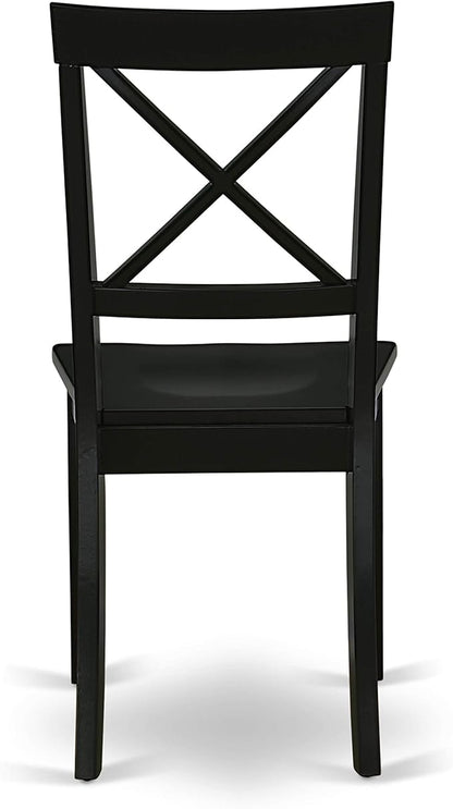 East West Furniture LGBO7-BLK-W 7 Piece Dining Set Consist of a Rectangle Dining Room Table with Butterfly Leaf and 6 Wood Seat Chairs, 42x84 Inch, Black