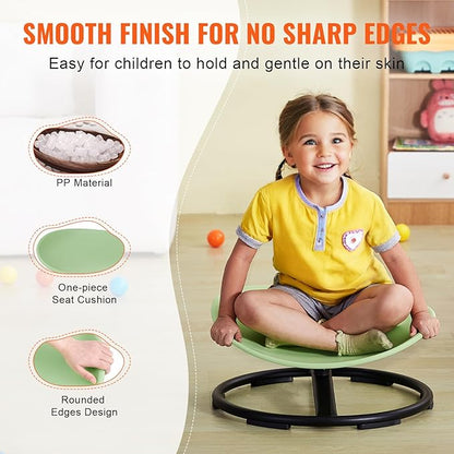 VEVOR Kids Swivel Chair, 220 LBS Capacity, Sensory Spinning Chair, Autistic Kids Sensory Toy with Non-Slip Metal Base, Toddler Sit and Spin for Coordination Balance Focus Training Green
