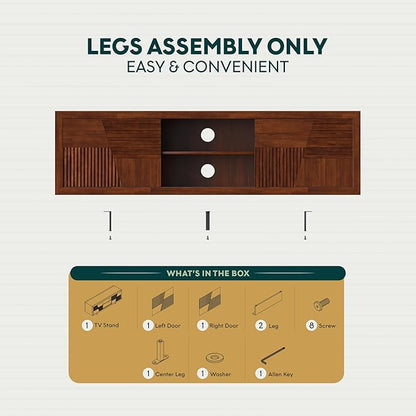 Bme Trapeze TV Stand for Living Room – Wooden Media Console with Storage, Metal Legs, Large Walnut TV Stand for Stylish Home Entertainment Setup