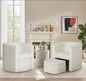 COLAMY Morden Velvet Barrel Accent Chair with Storage Ottoman Set of 2, Upholstered Living Room Side Chair, Single Sofa Armchair with Lounge Seat for Bedroom/Office/Reading Spaces, Cream