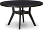 I58-11-TP - A Wood Dining table with a Round Tabletop and Stylish Pedestal, Sand Blasted Black Finish.