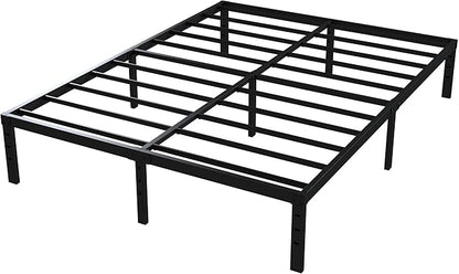King Bed Frame No Box Spring Needed, 14 Inch Heavy Duty King Platform Bed Frame, 1200lbs Steel Slats Support, Easy Assembly, Black