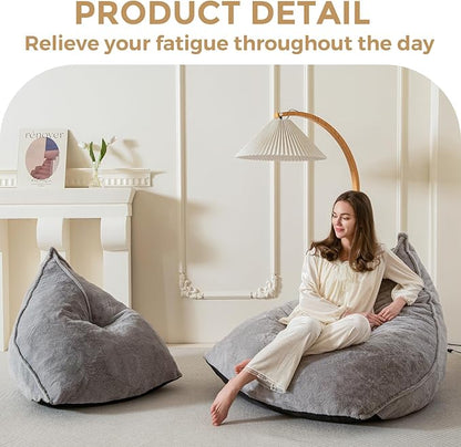 BYBYME Bean Bag Chairs Sherpa Lazy Sofa, Giant Beanbag Chairs for Adults, Teenagers with Stuffed High Density Foam Filling, Comfy Chair for Living Room, Bedroom