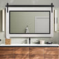 YOSHOOT Farmhouse Barn Door Mirror, 48"x30" Rustic Bathroom Mirror, Wood Frame Wall Mirror, Wooden Mirror for Living Room Bedroom Entryway Wall Décor, Horizontal Hanging ONLY