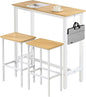 Finnhomy Bar Table Set, 39.3" Pub Table High Top Table, Rectangular Bar Height Table, Bar Table with Stools, Kitchen Table Set for 2, Breakfast for Kitchen, Living Room, Oak Beige and White